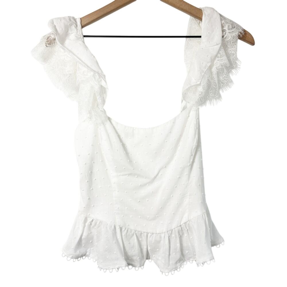 LUSH LACE WHITE ZIP UP WOMEN BLOUSE SIZE SMALL BRAND NEW WITH TAGS